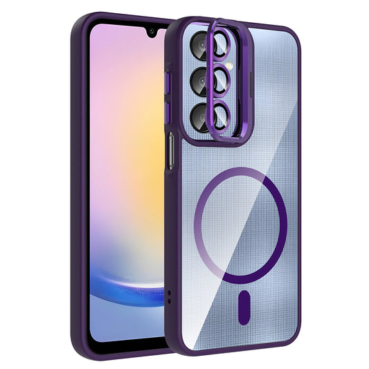 Galaxy A36 Kılıf Standlı ve Kamera Lens Hediyeli M-Safe Şarj Özellikli Zore Etro Kapak